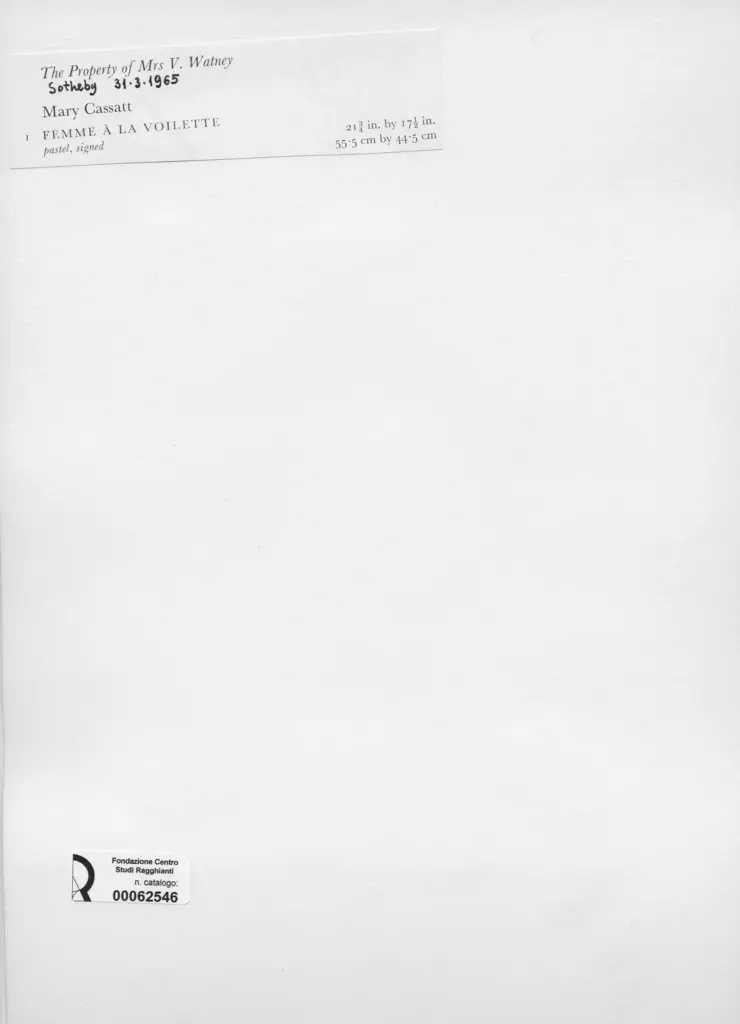 Anonimo , Cassatt, Mary - sec. XIX - Femme &agrave; la voilette , retro