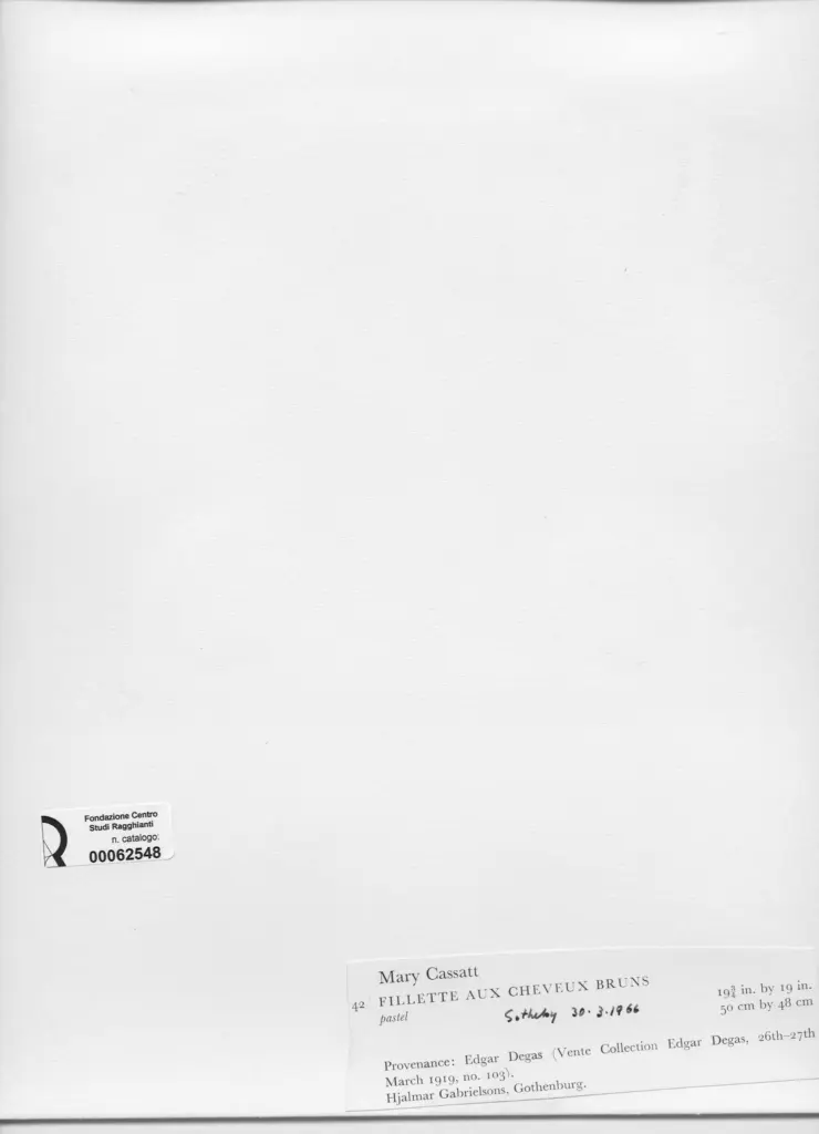 Anonimo , Cassatt, Mary - sec. XIX - Fillette aux cheveux bruns , retro