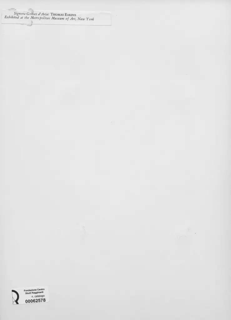 Anonimo , Eakins, Thomas - sec. XIX - Signora Gomez d'Arza , retro