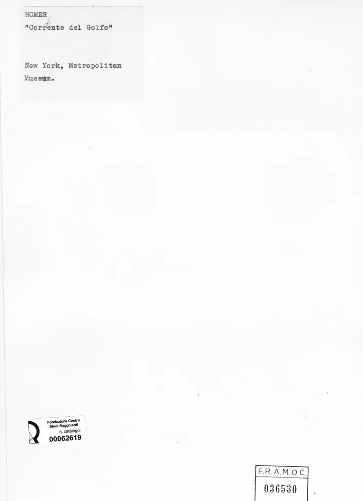 Anonimo , Homer, Winslow - sec. XIX - Corrente del Golfo , retro