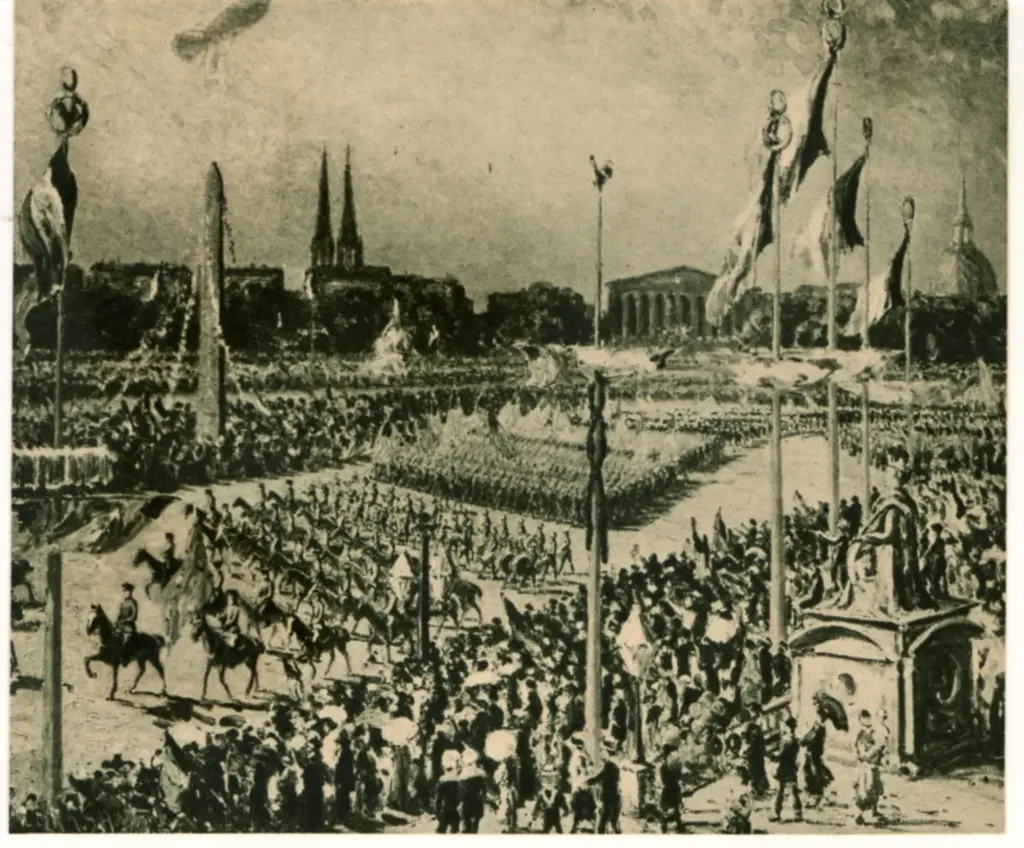 Anonimo , Horton, William - sec. XIX - Le general pershing et les troupes am&eacute;rican aux f&ecirc;tes de la Victoire , fronte