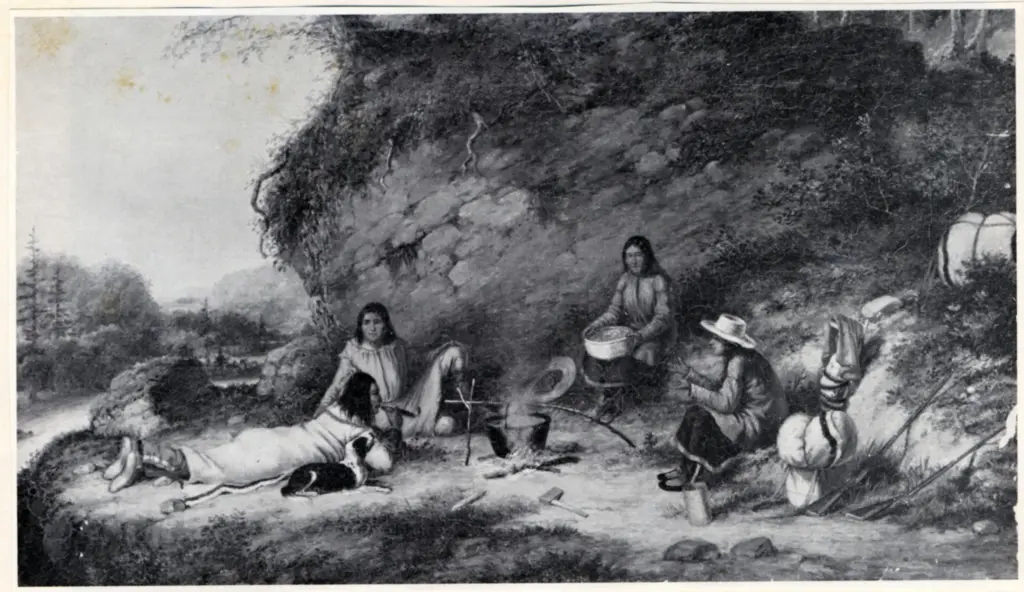 Anonimo , Krieghoff, Cornelius - sec. XIX - An Indian Encampment above a River , fronte