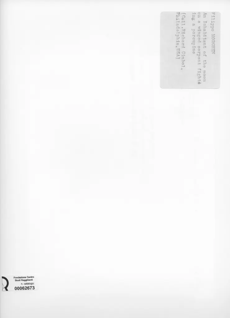 Anonimo , Morghen, Filippo - sec. XIX - An Inhabitant of the moon on a winged serpent fighting a porcupine , retro