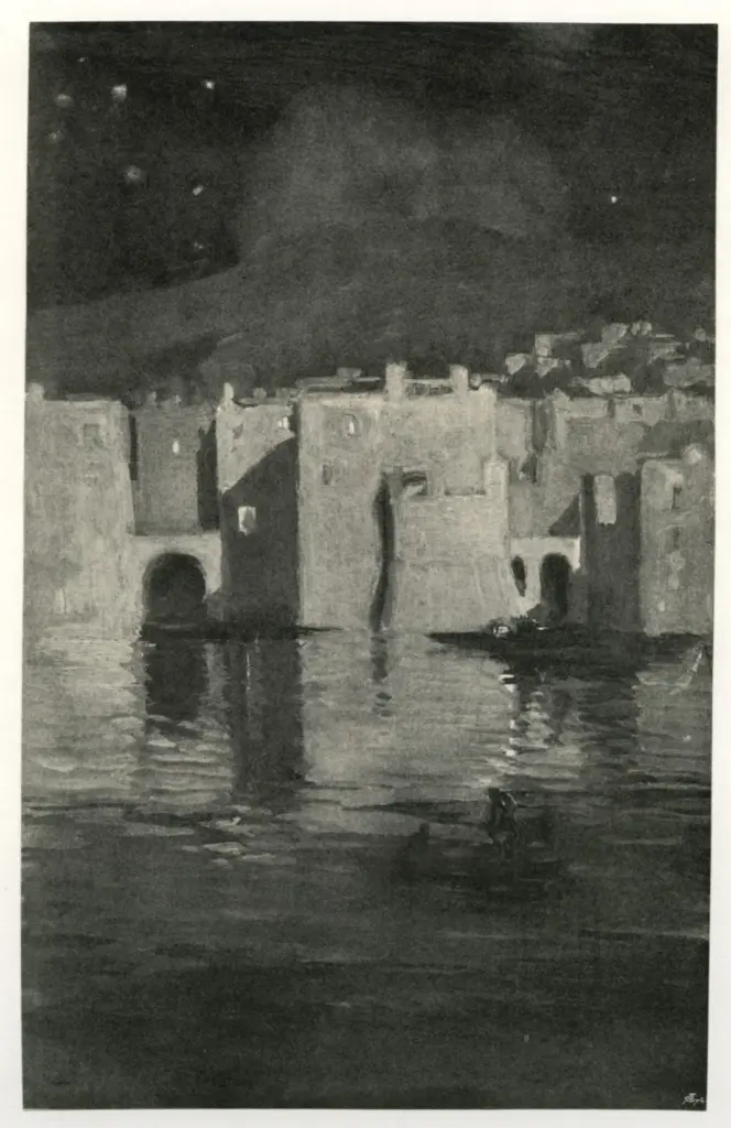 Pennell, Joseph , Moonlight night in Ragusa harbour