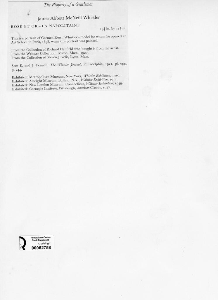 Anonimo , NcNeil Whistler, James Abbott - sec. XIX - Rose et or La Napolitane , retro