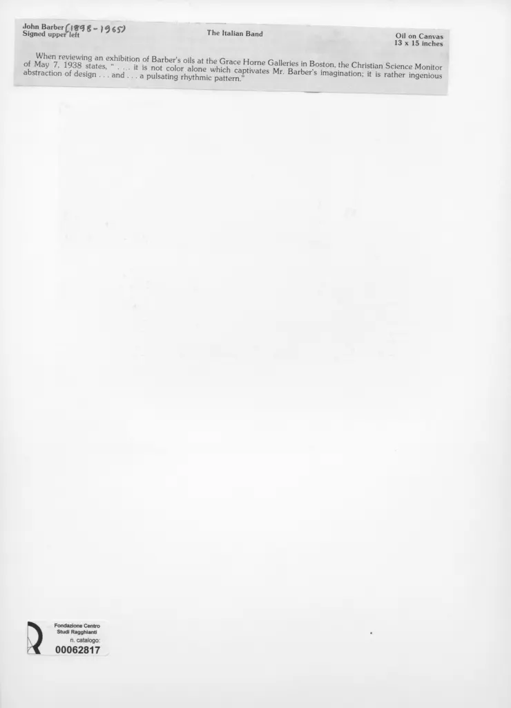 Anonimo , Barber, John - sec. XX - The Italian Band , retro