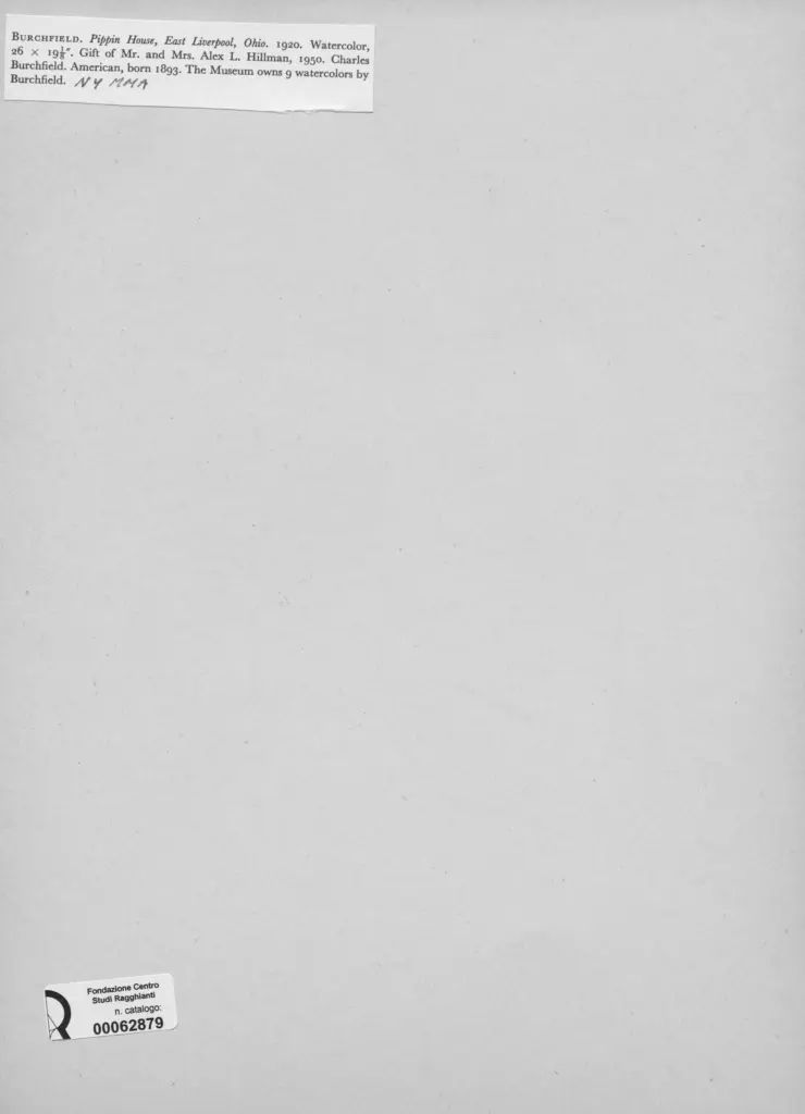 Anonimo , Burchfield, Charles - sec. XX - Pippin House, East Liverpool, Ohio , retro