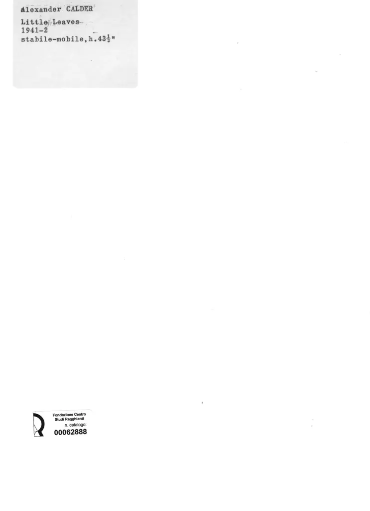 Anonimo , Calder, Alexander - sec. XX - Little-Leaves , retro