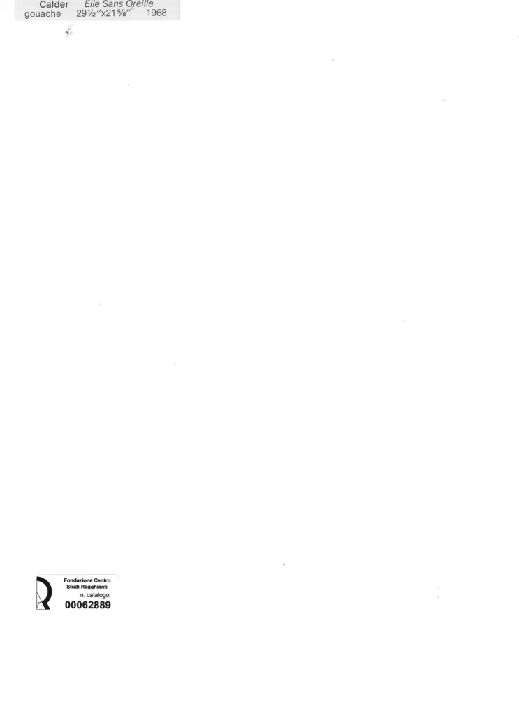 Anonimo , Calder, Alexander - sec. XX - Elle Sans Oreille , retro