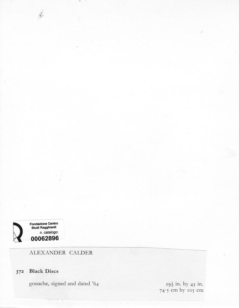 Anonimo , Calder, Alexander - sec. XX - Black Discs , retro
