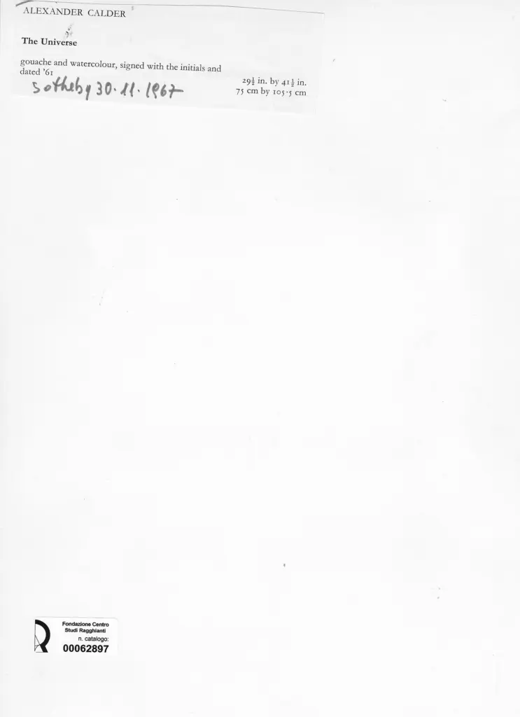 Anonimo , Calder, Alexander - sec. XX - The Universe , retro