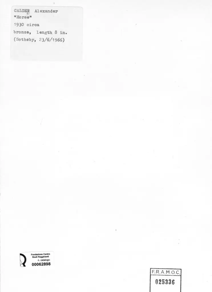 Anonimo , Calder, Alexander - sec. XX - Horse , retro
