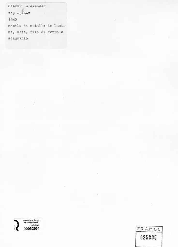 Anonimo , Calder, Alexander - sec. XX - 13 Spine , retro