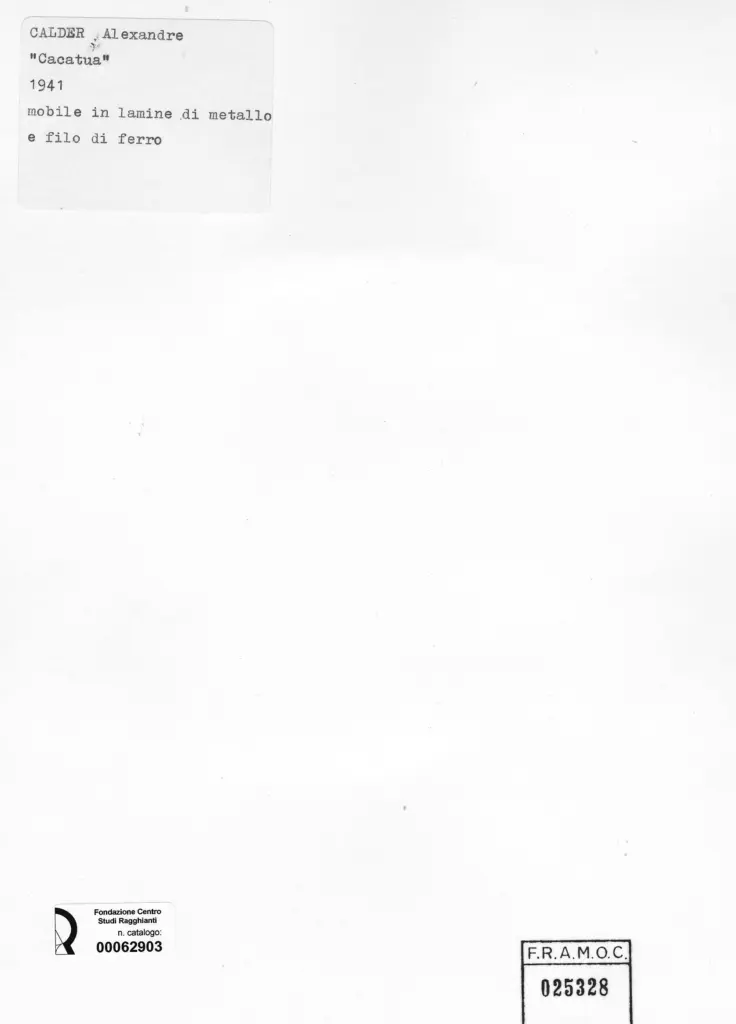 Anonimo , Calder, Alexander - sec. XX - Cacatua , retro