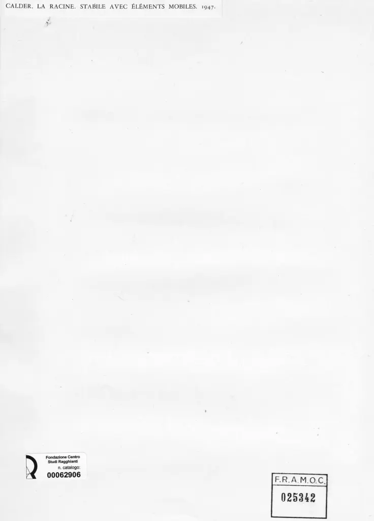 Anonimo , Calder, Alexander - sec. XX - La Racine , retro
