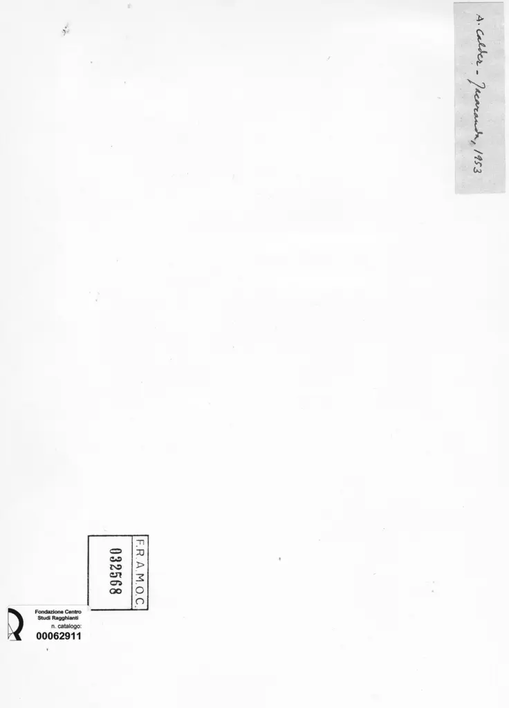 Anonimo , Calder, Alexander - sec. XX - L'albero , retro