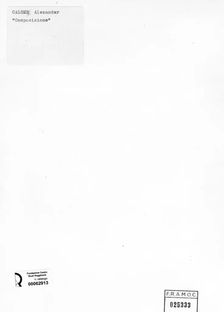 Anonimo , Calder, Alexander - sec. XX - Composizione , retro