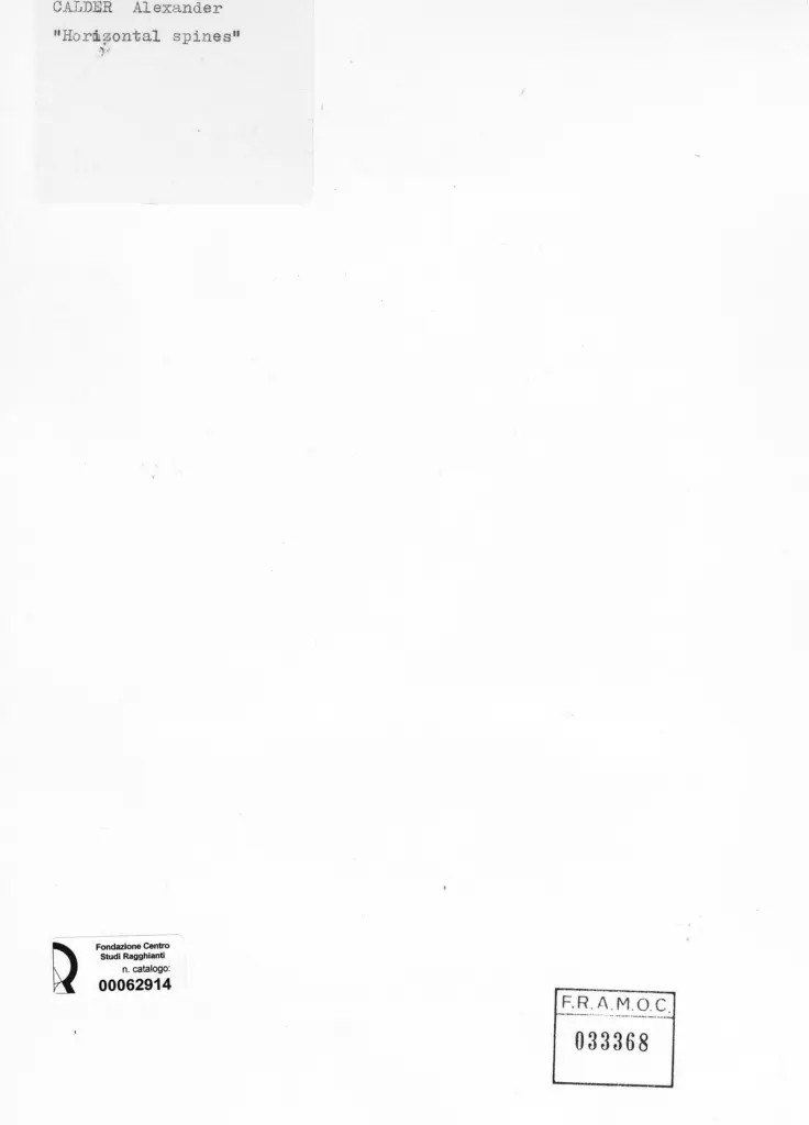 Anonimo , Calder, Alexander - sec. XX - Horizontal spines , retro