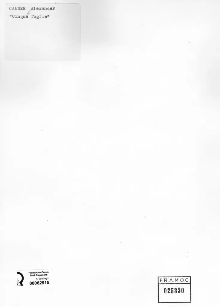 Anonimo , Calder, Alexander - sec. XX - Cinque foglie , retro