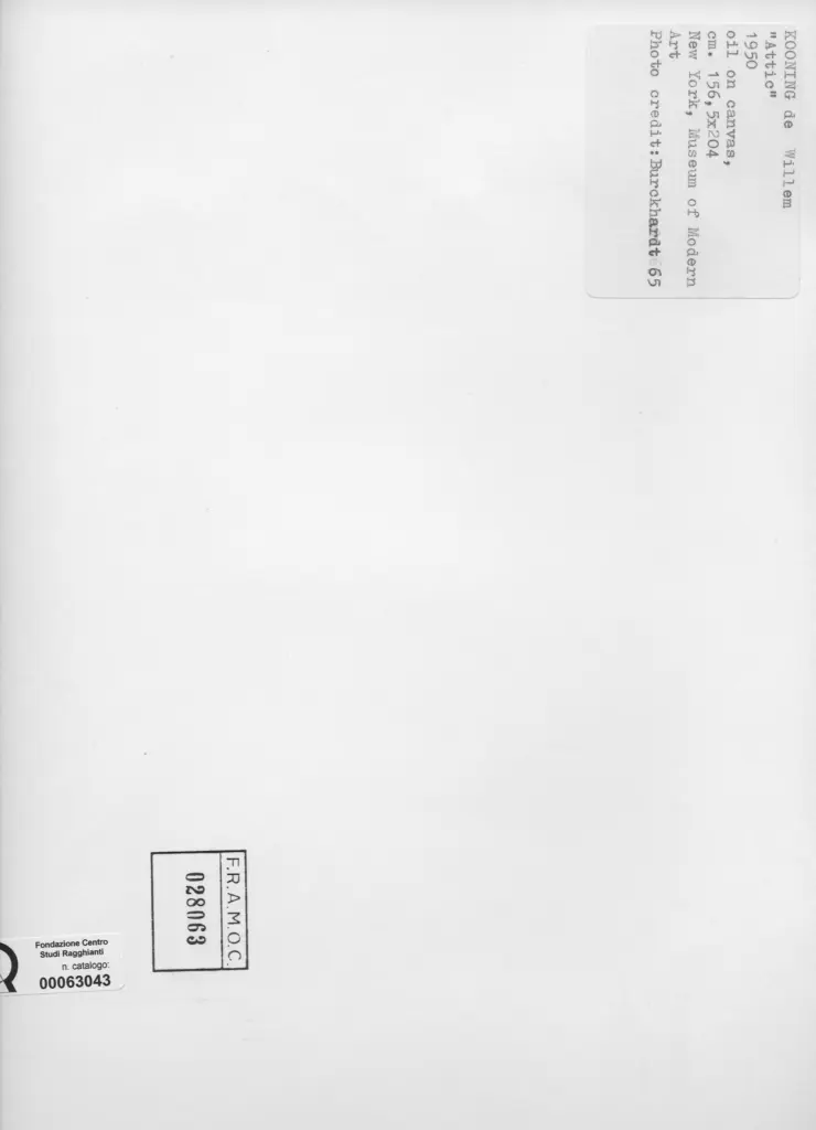 Burckhardt, R. , De Kooning, Willem - sec. XX - Attic , retro