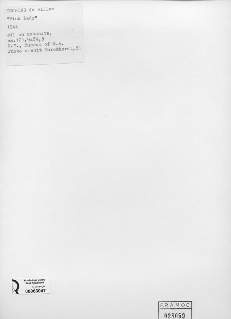 Burckhardt, R. , De Kooning, Willem - sec. XX - Pink Lady , retro