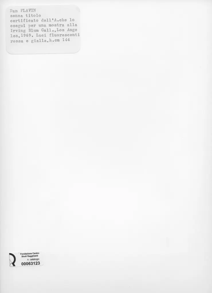 Anonimo , Flavin, Dan - sec. XX - Luci fluorescenti rossa e gialla , retro