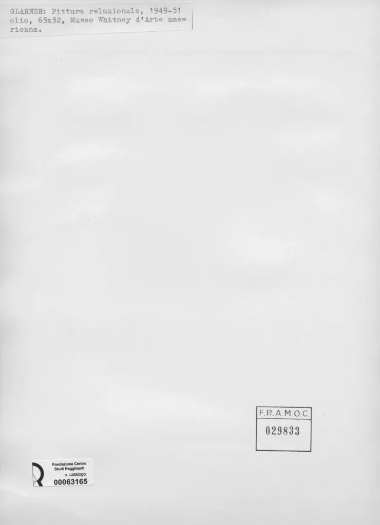 Anonimo , Glarner, Fritz - sec. XX - Pittura relazionale , retro