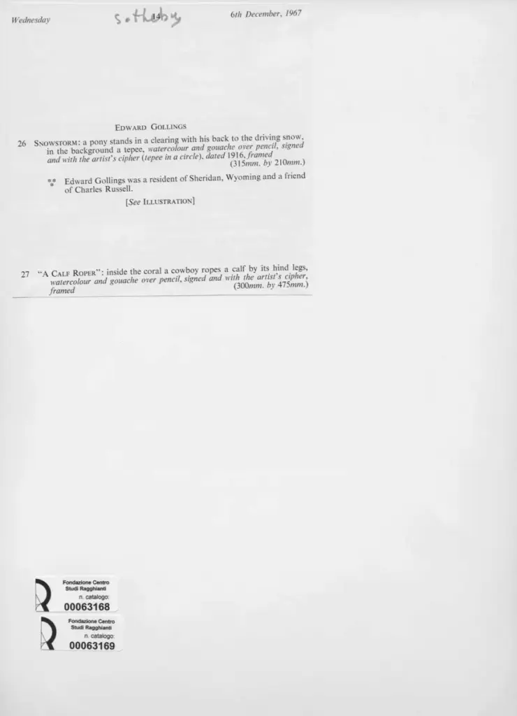 Anonimo , Gollings, Edward - sec. XX - A Calf Roper , retro