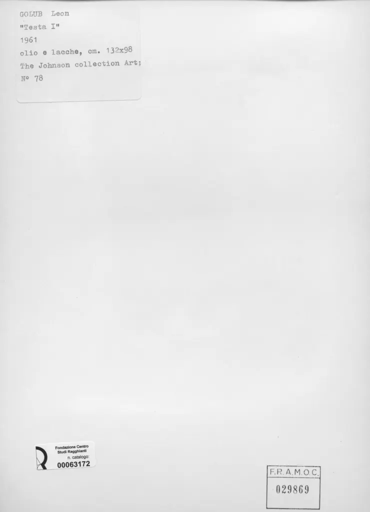 Anonimo , Golub, Leon - sec. XX - Testa I , retro