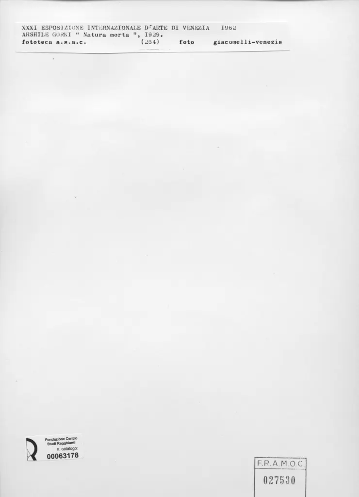 Giacomelli , Gorki, Arshile - sec. XX - Natura morta , retro