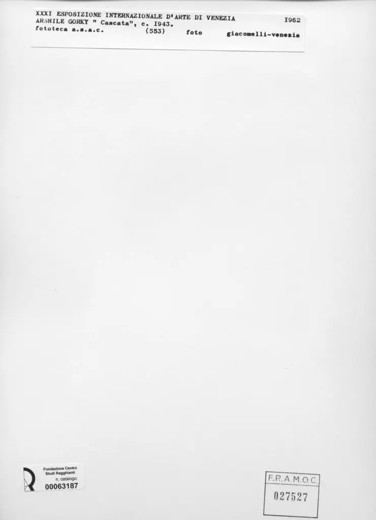 Giacomelli , Gorki, Arshile - sec. XX - Cascata , retro