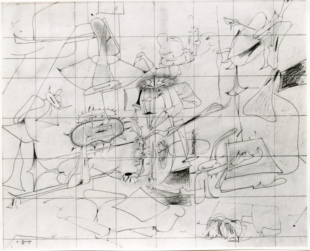 Giacomelli , Gorki, Arshile - sec. XX - Studio per "Pittura verde scuro" , fronte