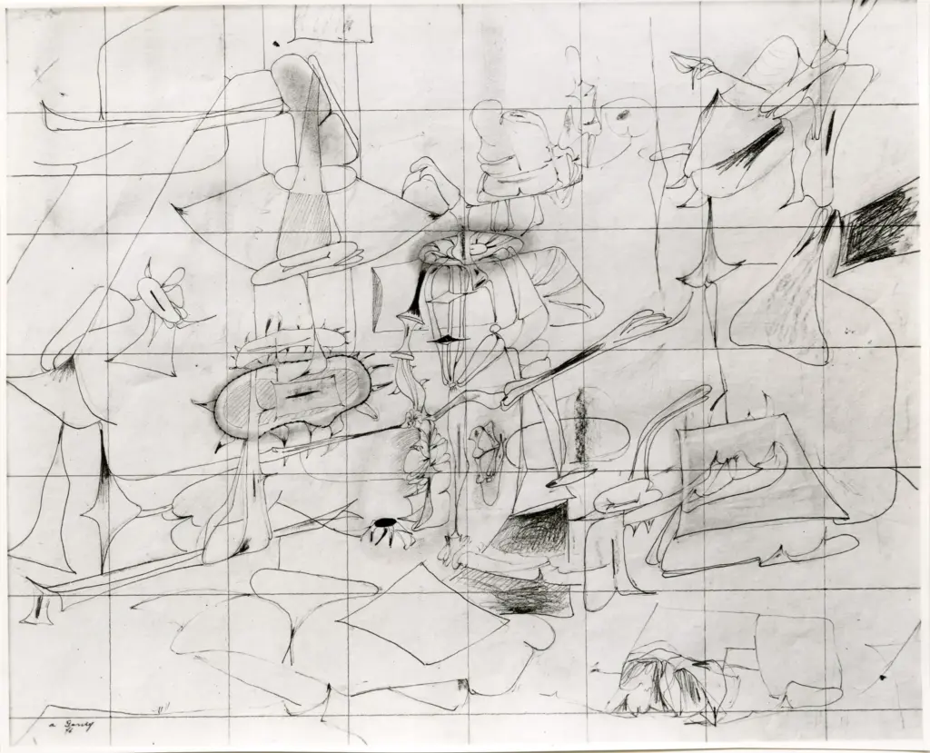 Giacomelli , Gorki, Arshile - sec. XX - Studio per "Pittura verde scuro" , fronte