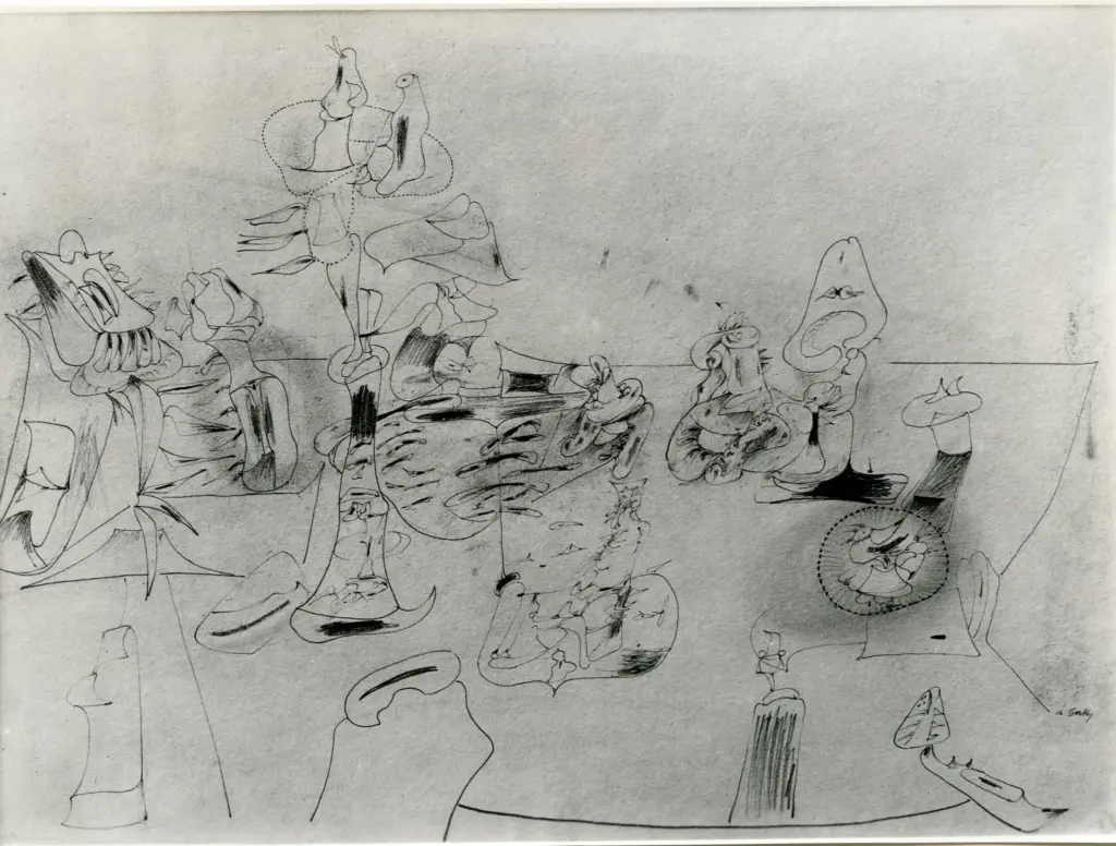 Giacomelli , Gorki, Arshile - sec. XX - Disegno in rosa , fronte