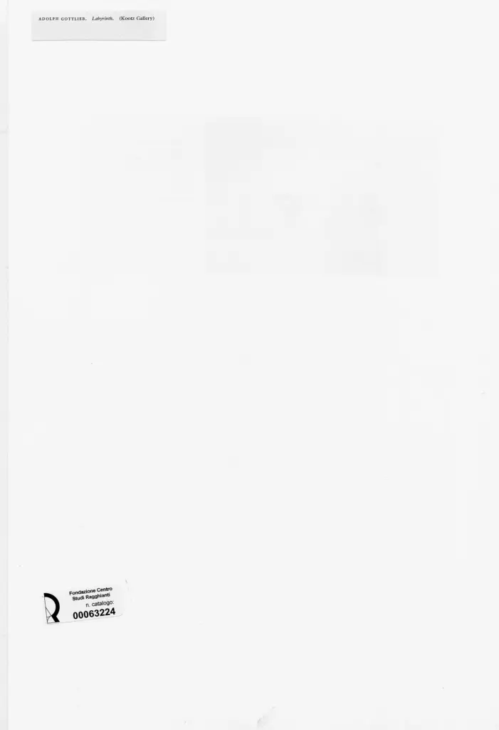 Anonimo , Gottlieb, Adolph - sec. XX - Labyrinth , retro
