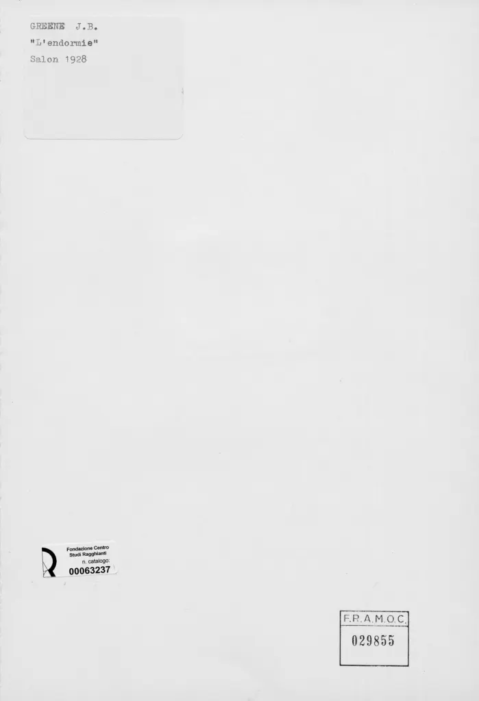 Anonimo , Greene, J.B. - sec. XX - L'endormie , retro