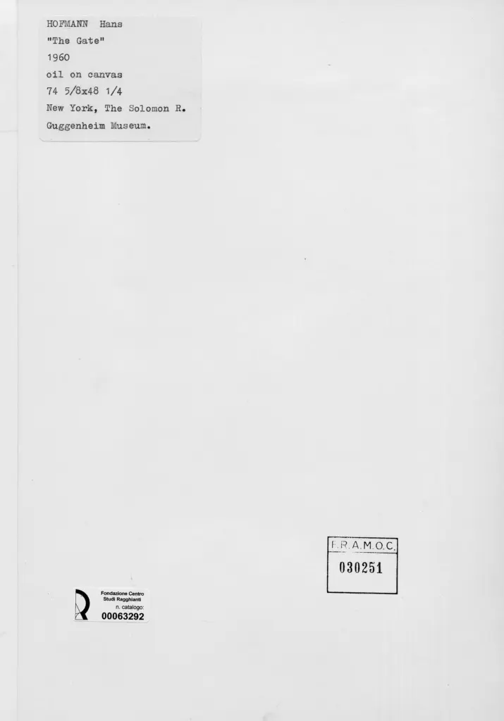 Anonimo , Hofmann, Hans - sec. XX - The Gate , retro