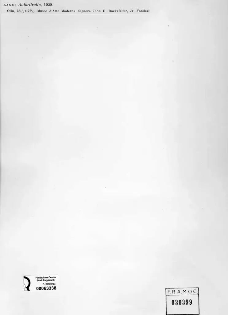 Anonimo , Kane, John - sec. XX - Autoritratto , retro