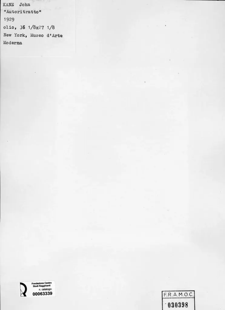 Anonimo , Kane, John - sec. XX - Autoritratto , retro