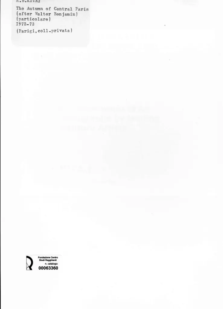 Anonimo , Kitaj, Ron - sec. XX - The autumn of Central Paris (particolare) , retro