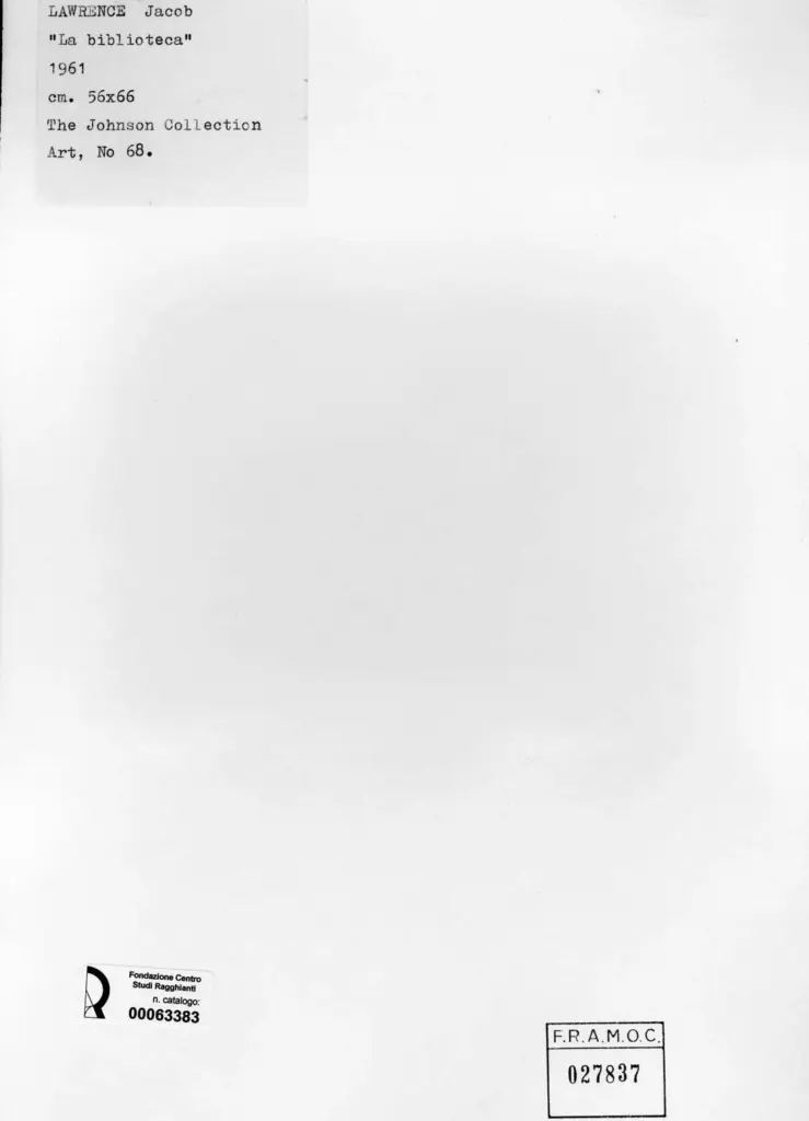 Anonimo , Lawrence, Jacob - sec. XX - La biblioteca , retro