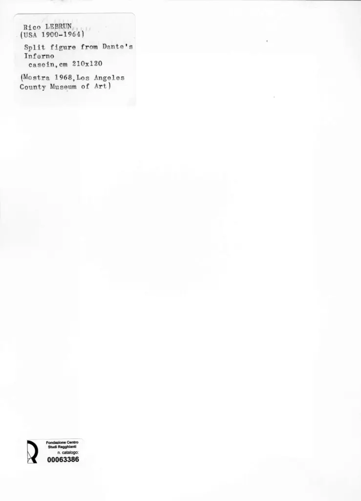 Anonimo , Lebrun, Rico - sec. XX - Split figure from Dante's Inferno , retro