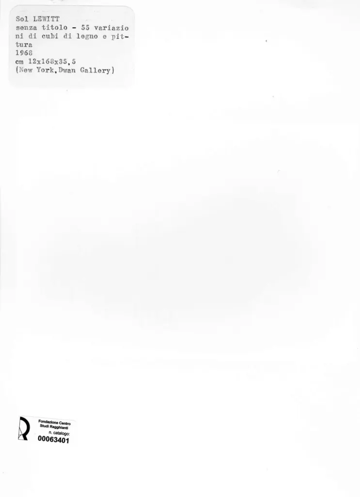 Anonimo , Lewitt, Sol - sec. XX - Senza titolo , retro