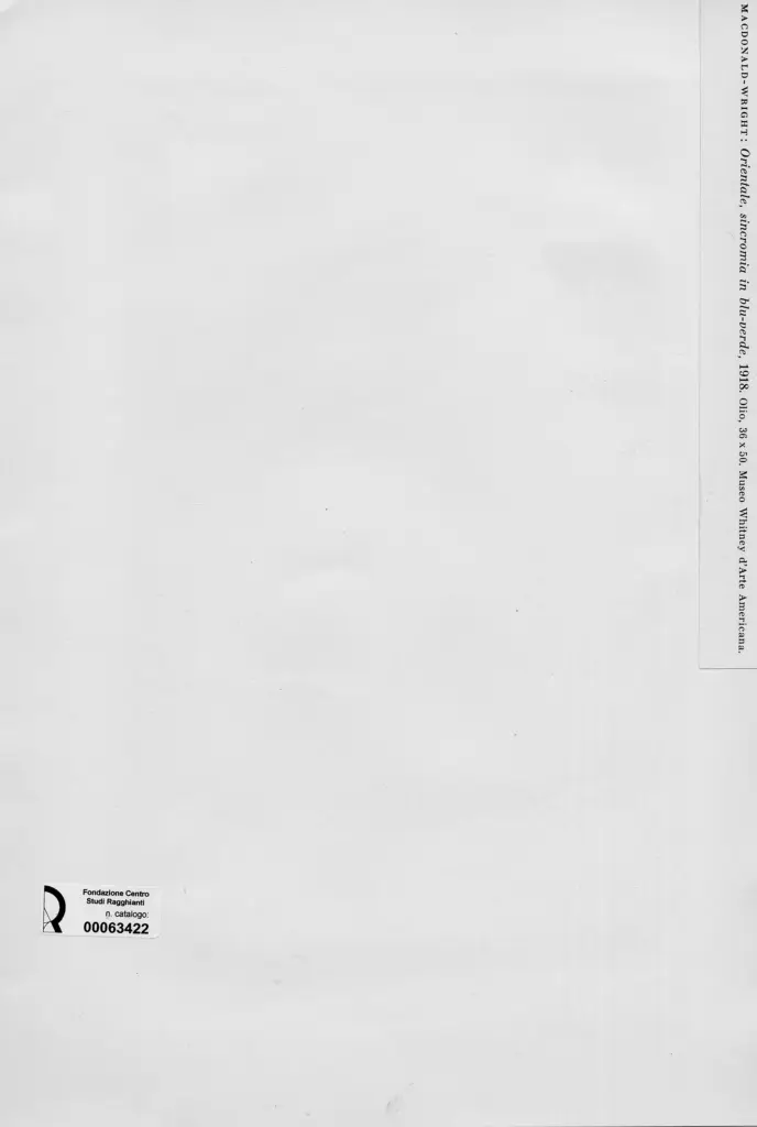 Anonimo , Macdonald-Wright, S. - sec. XX - Orientale, sincronia in blu-verde , retro