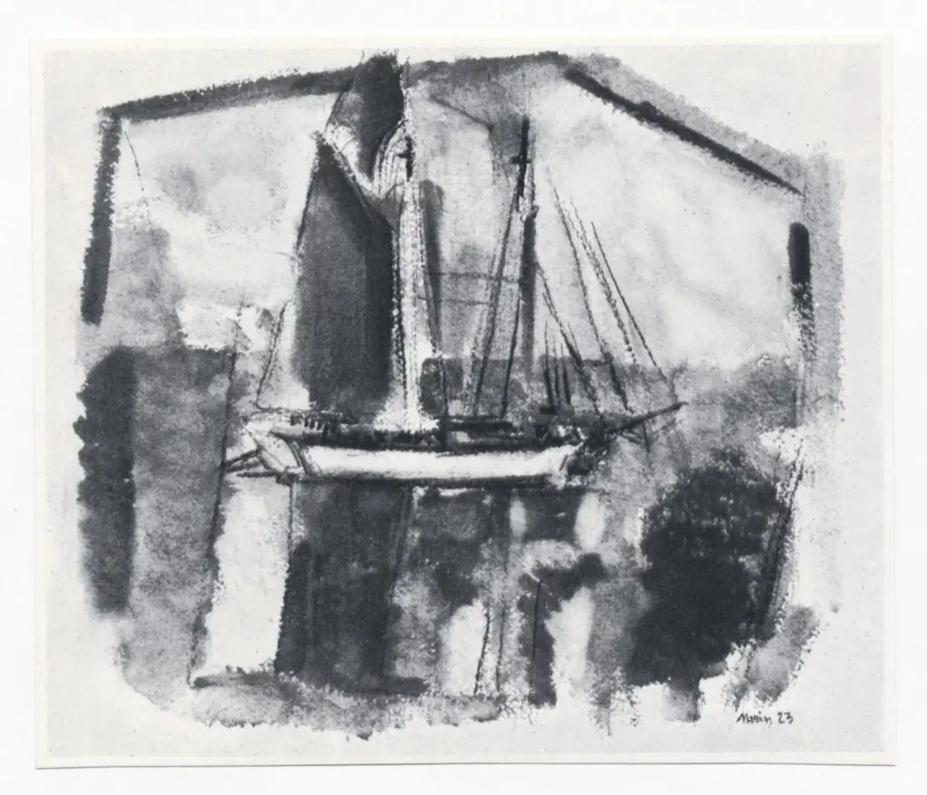 Anonimo , Marin, John - sec. XX - Tranquilla nave a due alberi , fronte