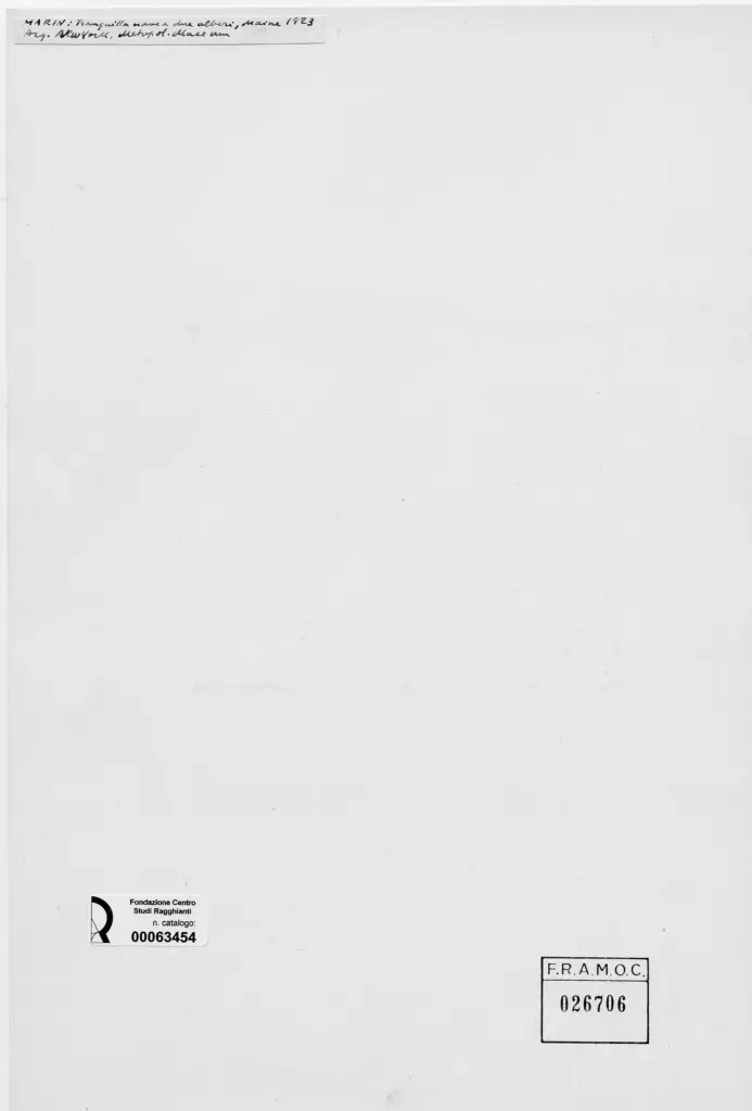 Anonimo , Marin, John - sec. XX - Tranquilla nave a due alberi , retro