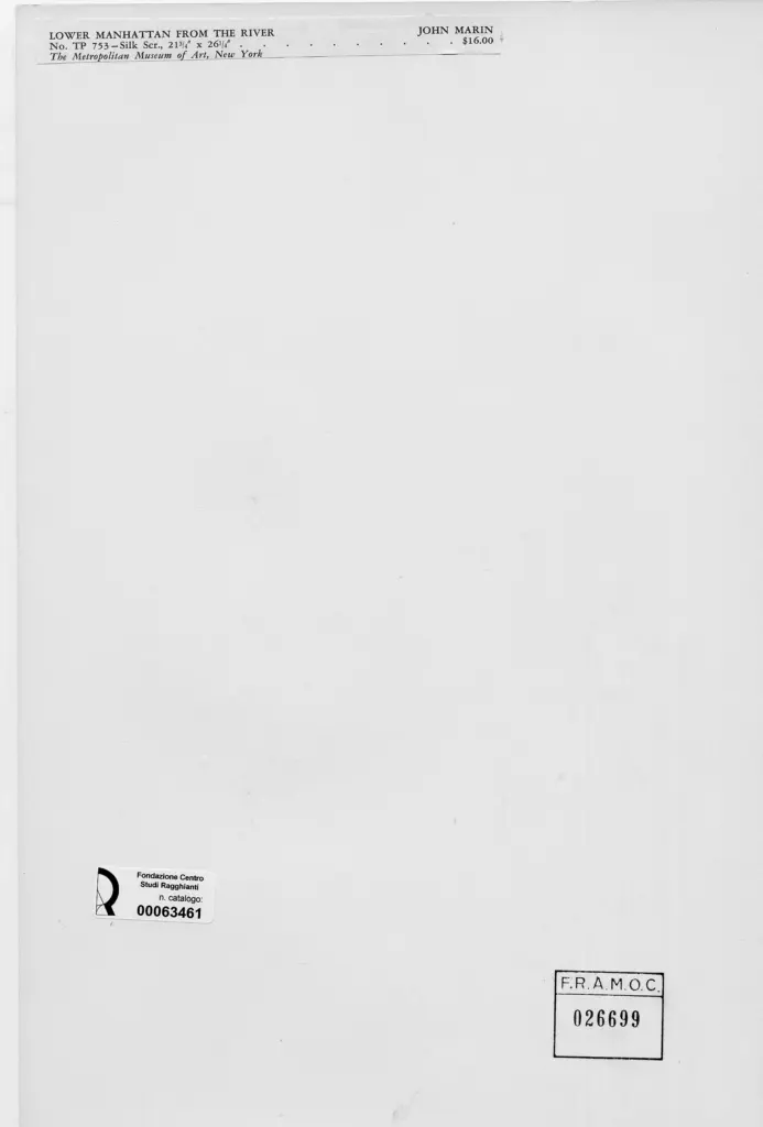 Anonimo , Marin, John - sec. XIX/ XX - Lower Manhattan from the River , retro