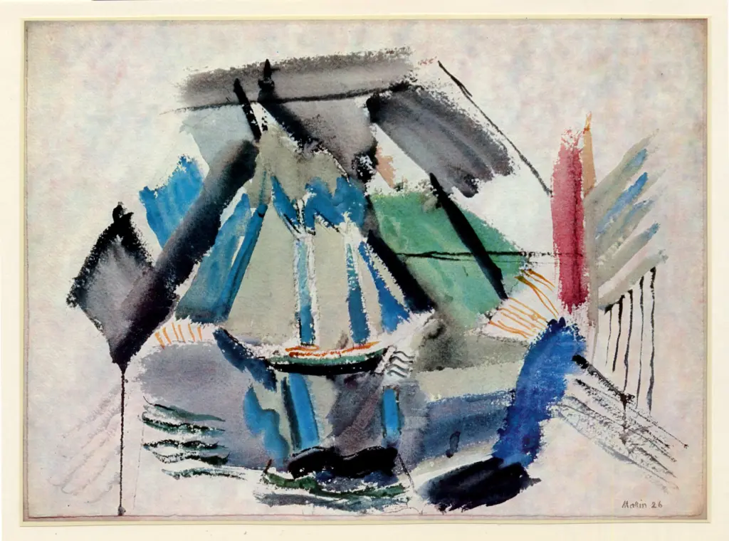 Anonimo , Marin, John - sec. XX - Battello al largo di Deer Isle , fronte