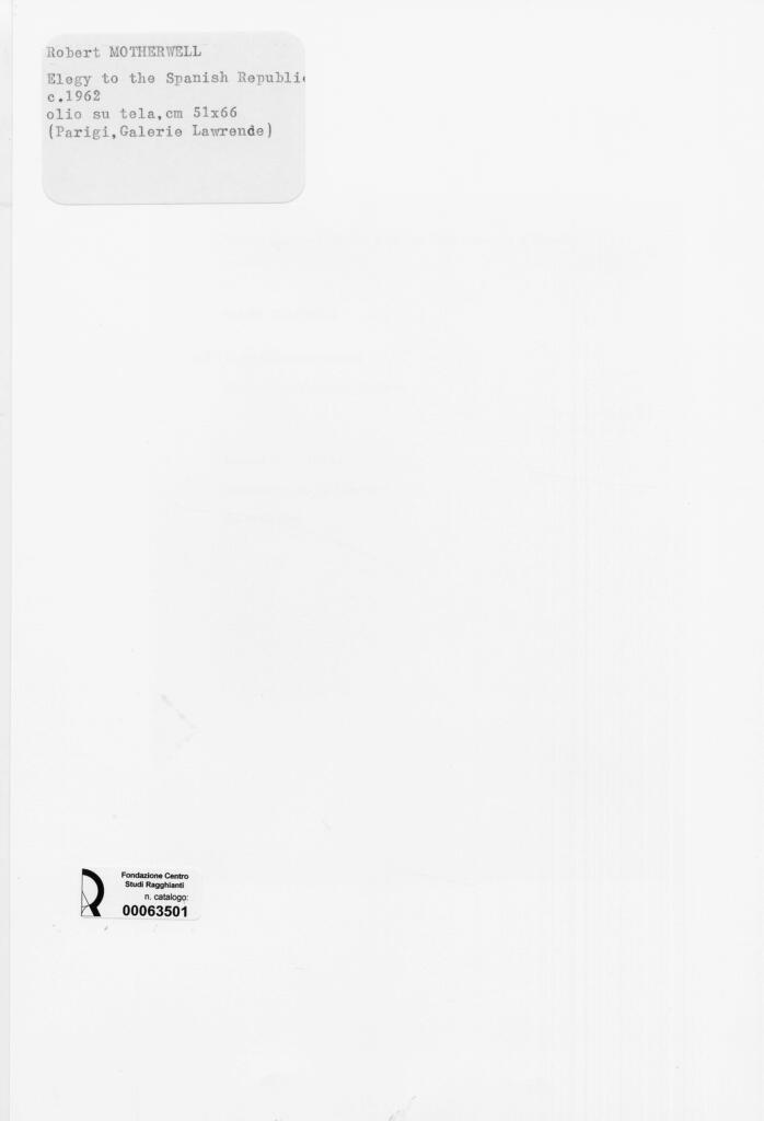 Anonimo , Motherwell, Robert - sec. XX - Elegy to the Spanish Republic , retro