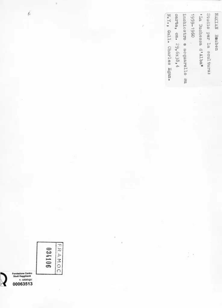 Anonimo , Nakian, Reuben - sec. XX - La Duchessa D'Alba, Studio , retro